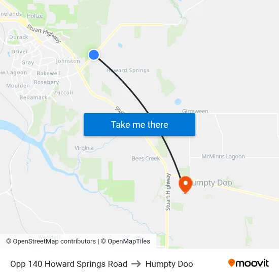 Opp 140 Howard Springs Road to Humpty Doo map