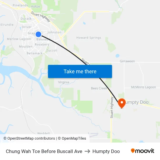 Chung Wah Tce Before Buscall Ave to Humpty Doo map