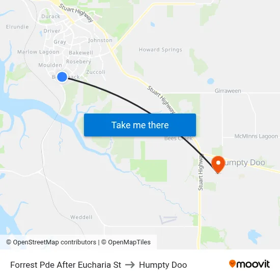Forrest Pde After Eucharia St to Humpty Doo map