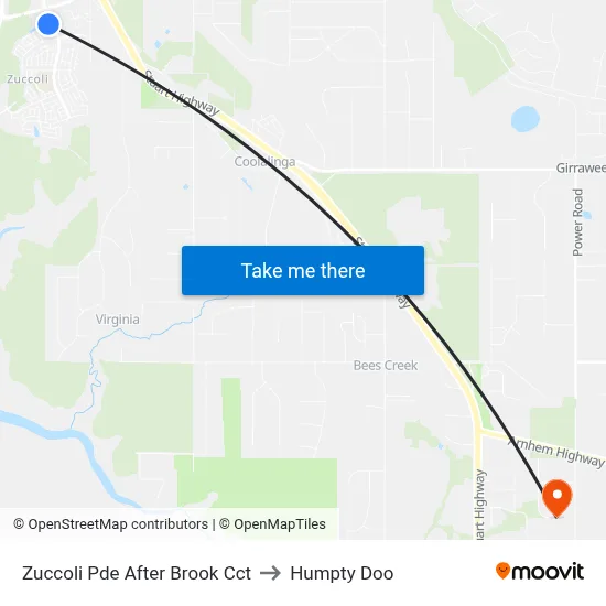 Zuccoli Pde After Brook Cct to Humpty Doo map