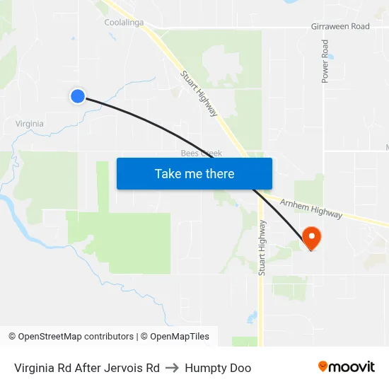Virginia Rd After Jervois Rd to Humpty Doo map