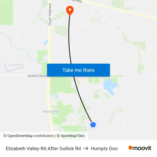 Elizabeth Valley Rd After Gullick Rd to Humpty Doo map