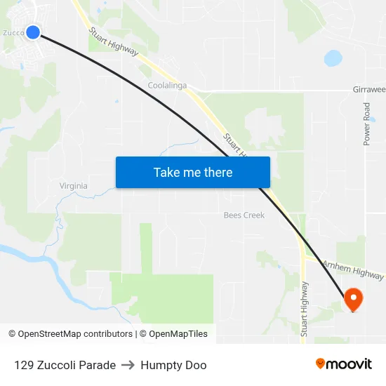129 Zuccoli Parade to Humpty Doo map