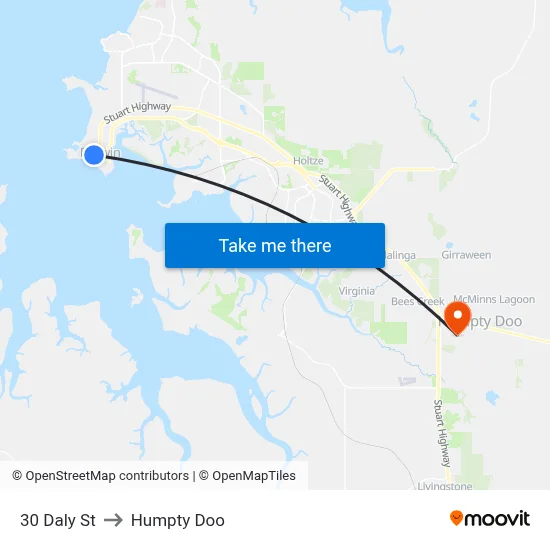 30 Daly St to Humpty Doo map