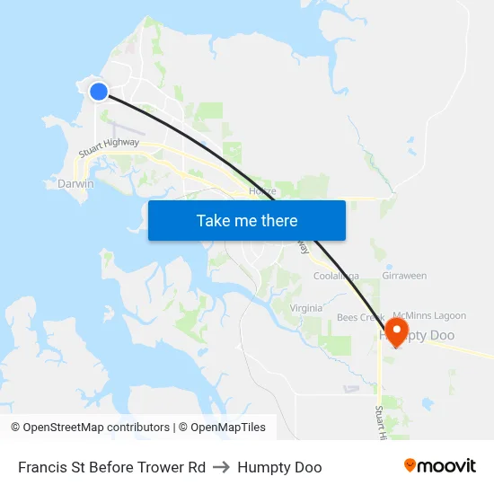 Francis St Before Trower Rd to Humpty Doo map