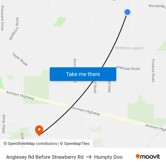 Anglesey Rd Before Strawberry Rd to Humpty Doo map