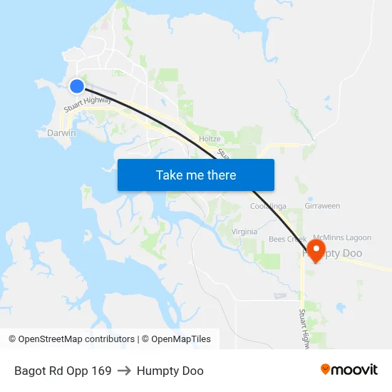 Bagot Rd Opp 169 to Humpty Doo map