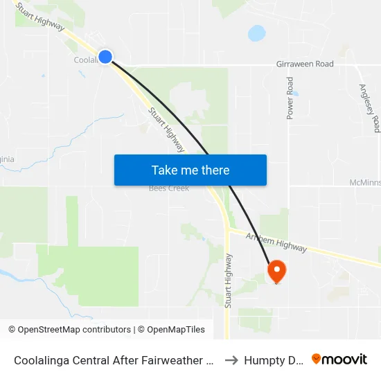 Coolalinga Central After Fairweather Cres to Humpty Doo map