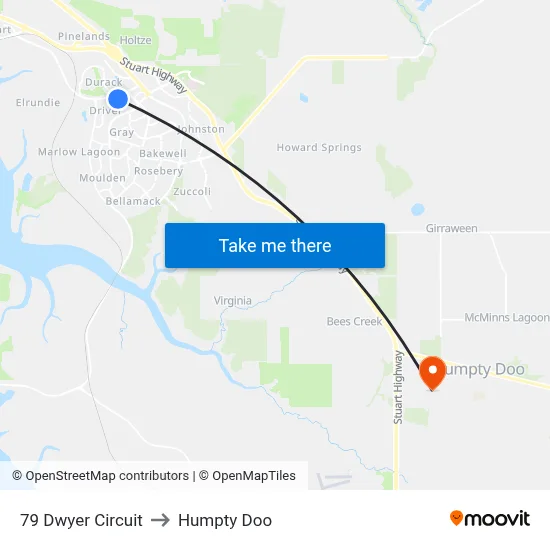 79 Dwyer Circuit to Humpty Doo map