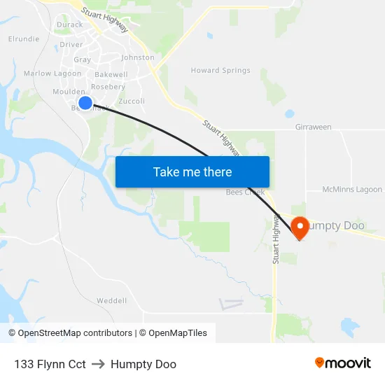 133 Flynn Cct to Humpty Doo map