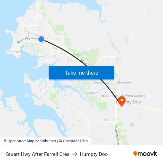 Stuart Hwy After Farrell Cres to Humpty Doo map