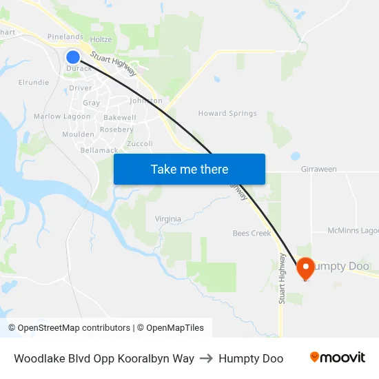 Woodlake Blvd Opp Kooralbyn Way to Humpty Doo map