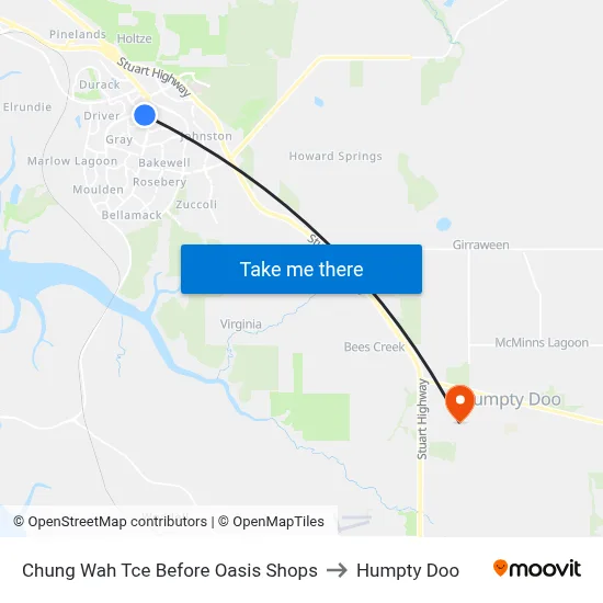 Chung Wah Tce Before Oasis Shops to Humpty Doo map