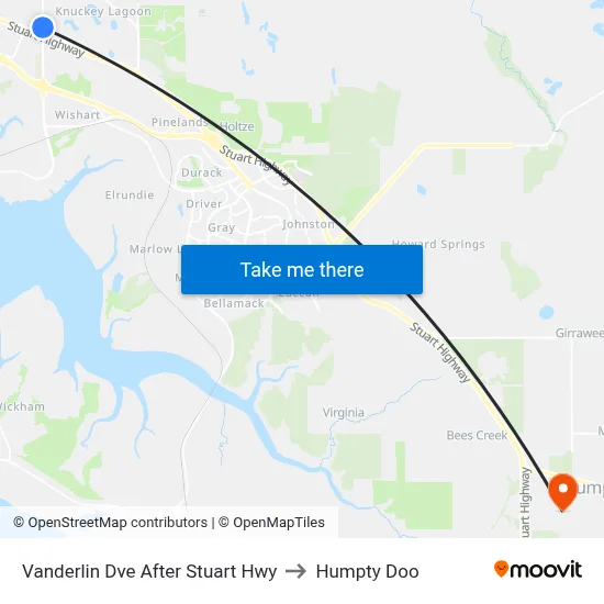 Vanderlin Dve After Stuart Hwy to Humpty Doo map