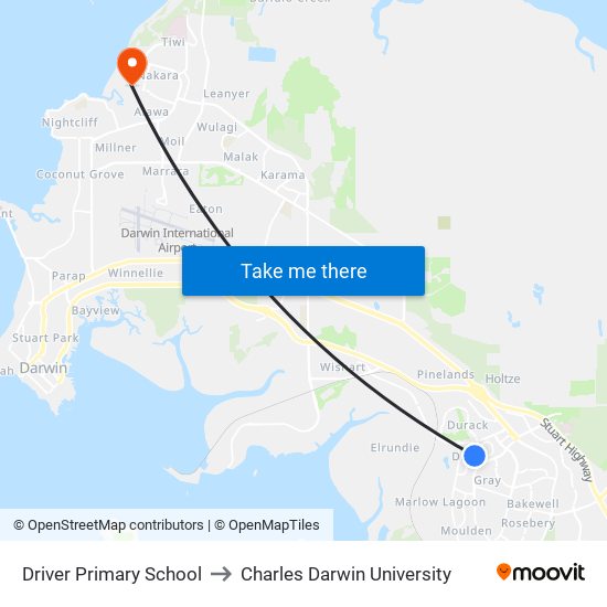 Driver Primary School to Charles Darwin University map