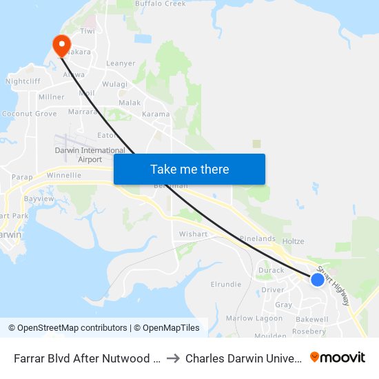 Farrar Blvd After Nutwood Cres to Charles Darwin University map