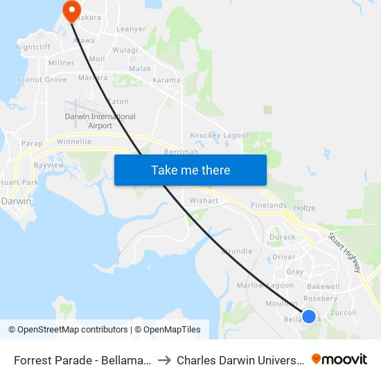 Forrest Parade - Bellamack to Charles Darwin University map