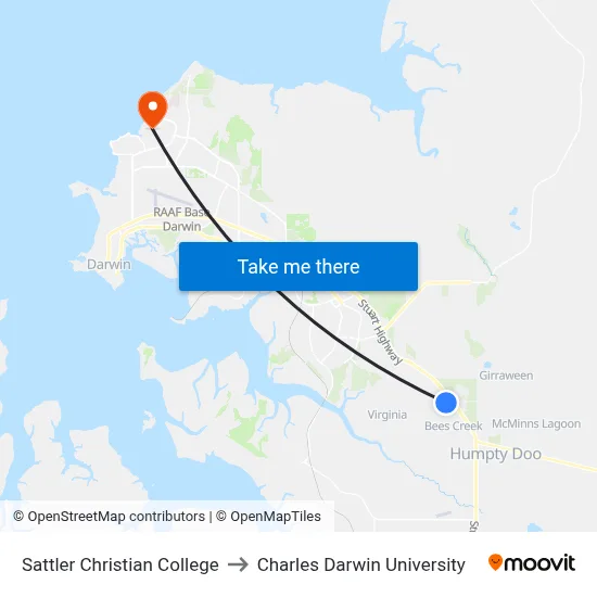 Sattler Christian College to Charles Darwin University map