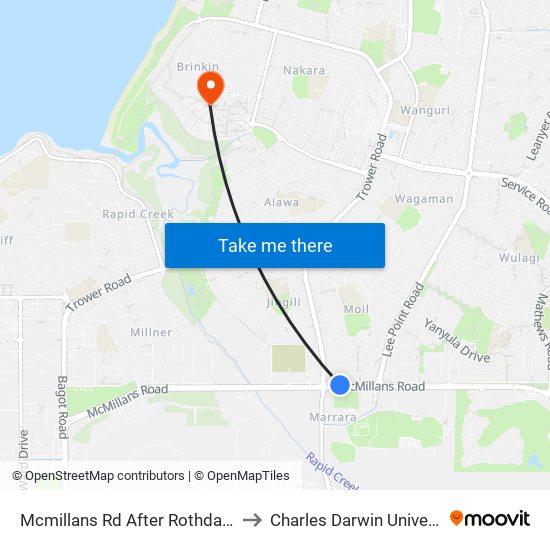 Mcmillans Rd After Rothdale Rd to Charles Darwin University map