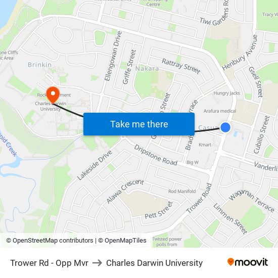 Trower Rd - Opp Mvr to Charles Darwin University map