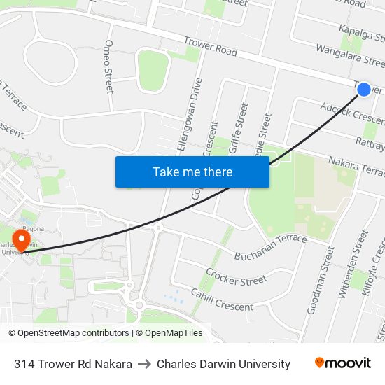 314 Trower Rd Nakara to Charles Darwin University map