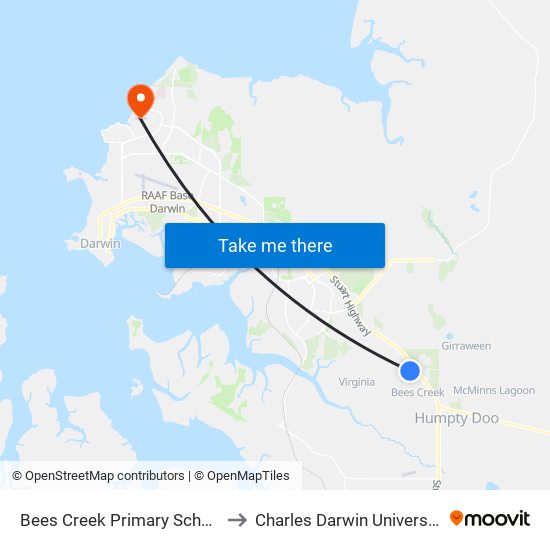 Bees Creek Primary School to Charles Darwin University map