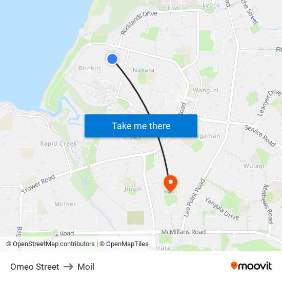 Omeo Street to Moil map