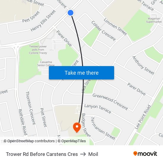 Trower Rd Before Carstens Cres to Moil map