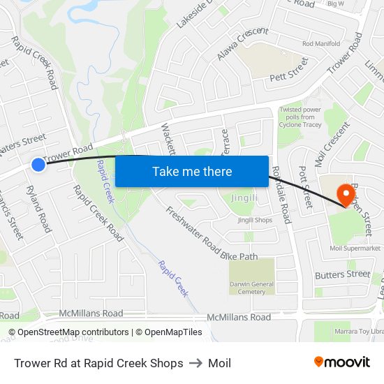 Trower Rd at Rapid Creek Shops to Moil map