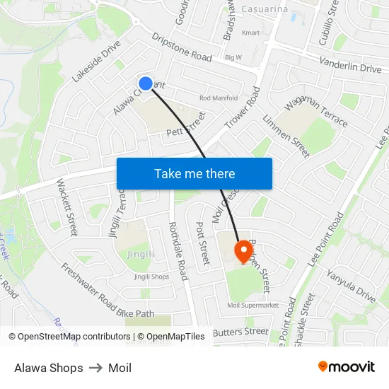 Alawa Shops to Moil map