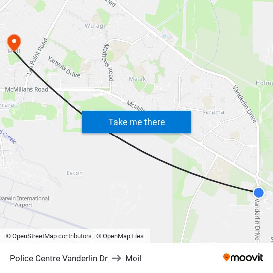 Police Centre Vanderlin Dr to Moil map