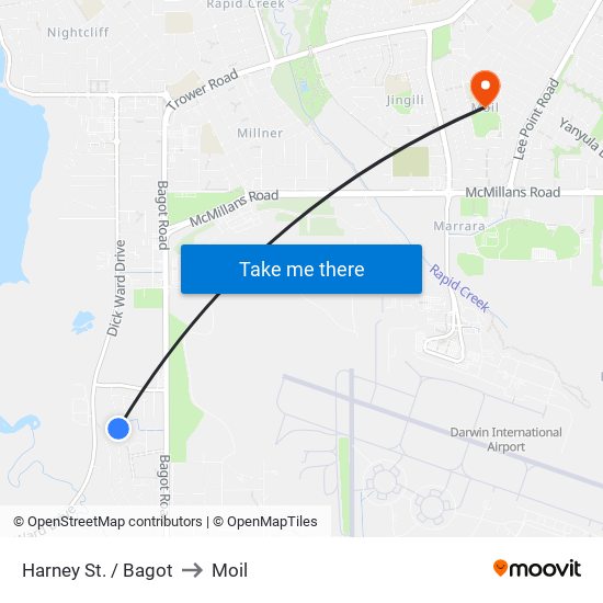 Harney St. / Bagot to Moil map