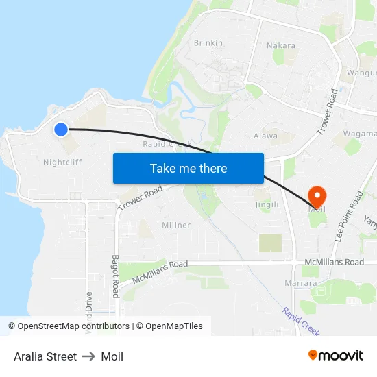 Aralia Street to Moil map