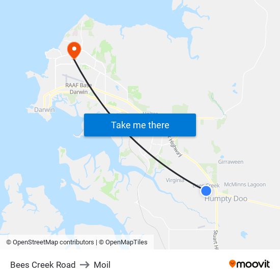 Bees Creek Road to Moil map