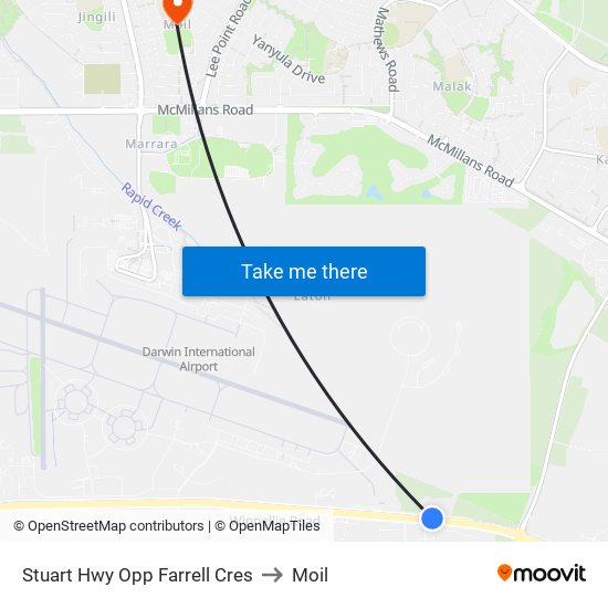 Stuart Hwy Opp Farrell Cres to Moil map