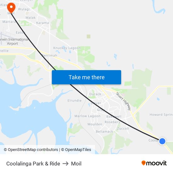 Coolalinga Park & Ride to Moil map