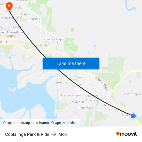 Coolalinga Park & Ride to Moil map