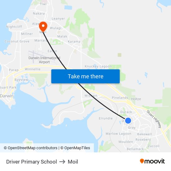 Driver Primary School to Moil map