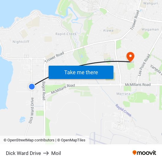 Dick Ward Drive to Moil map