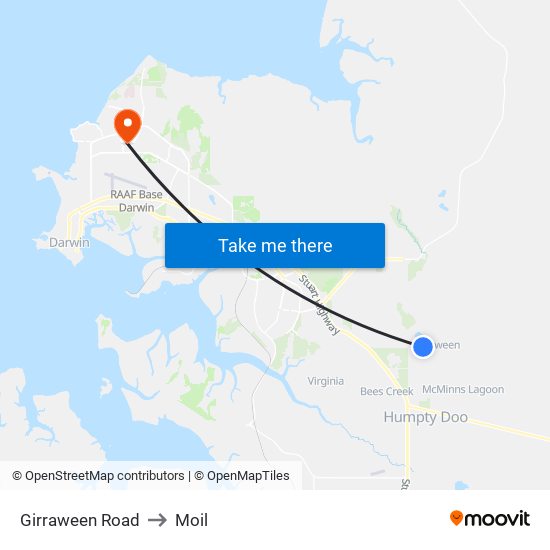 Girraween Road to Moil map