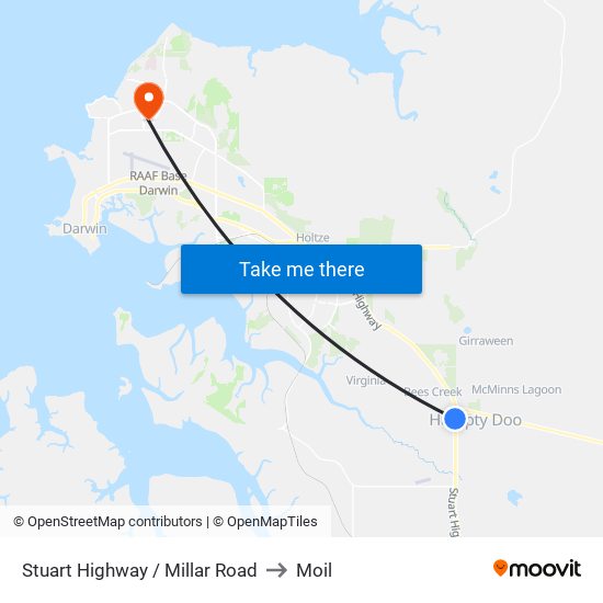 Stuart Highway / Millar Road to Moil map