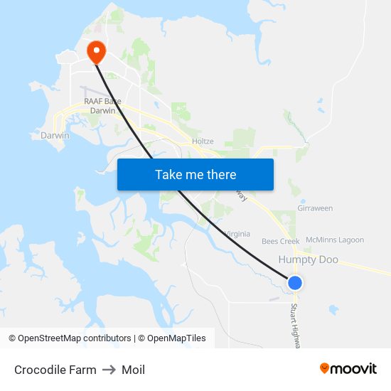 Crocodile Farm to Moil map