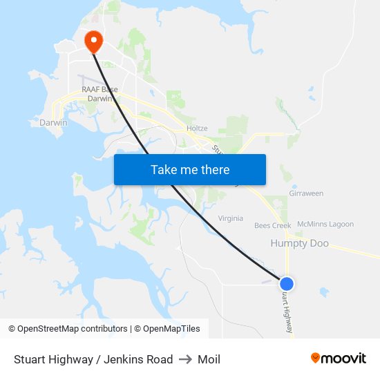 Stuart Highway / Jenkins Road to Moil map