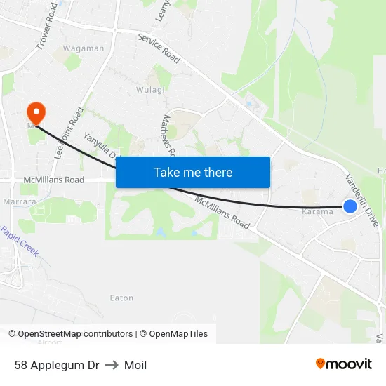 58 Applegum Dr to Moil map