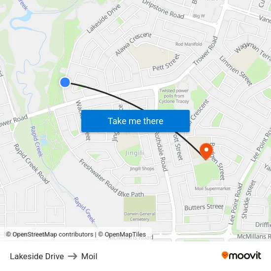 Lakeside Drive to Moil map