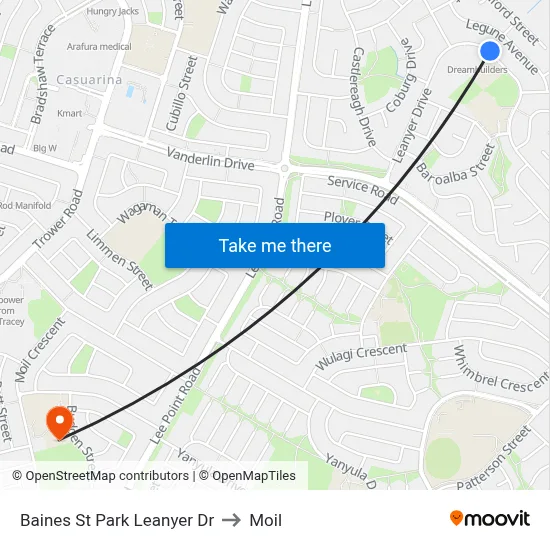 Baines St Park Leanyer Dr to Moil map