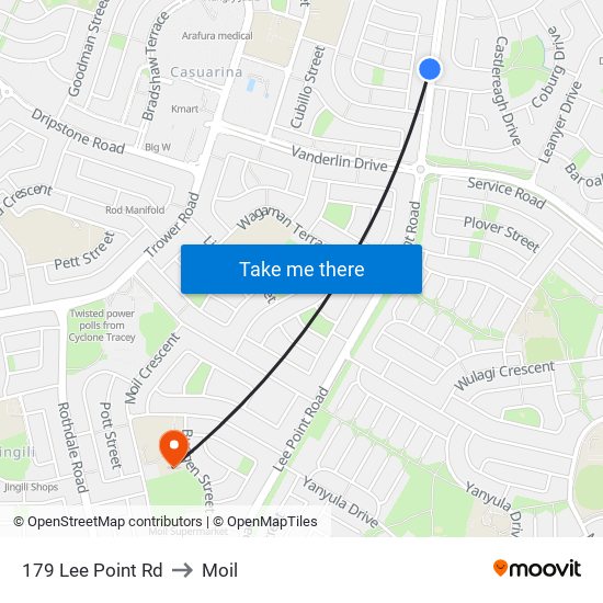 179 Lee Point Rd to Moil map