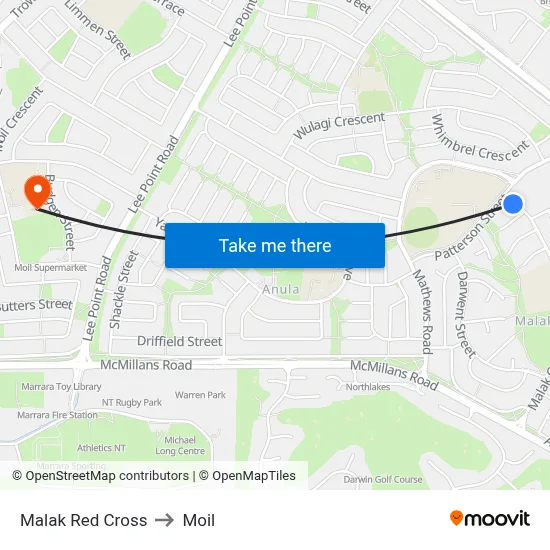 Malak Red Cross to Moil map