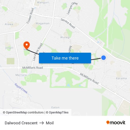 Dalwood Crescent to Moil map