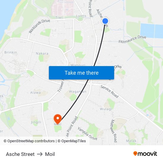 Asche Street to Moil map